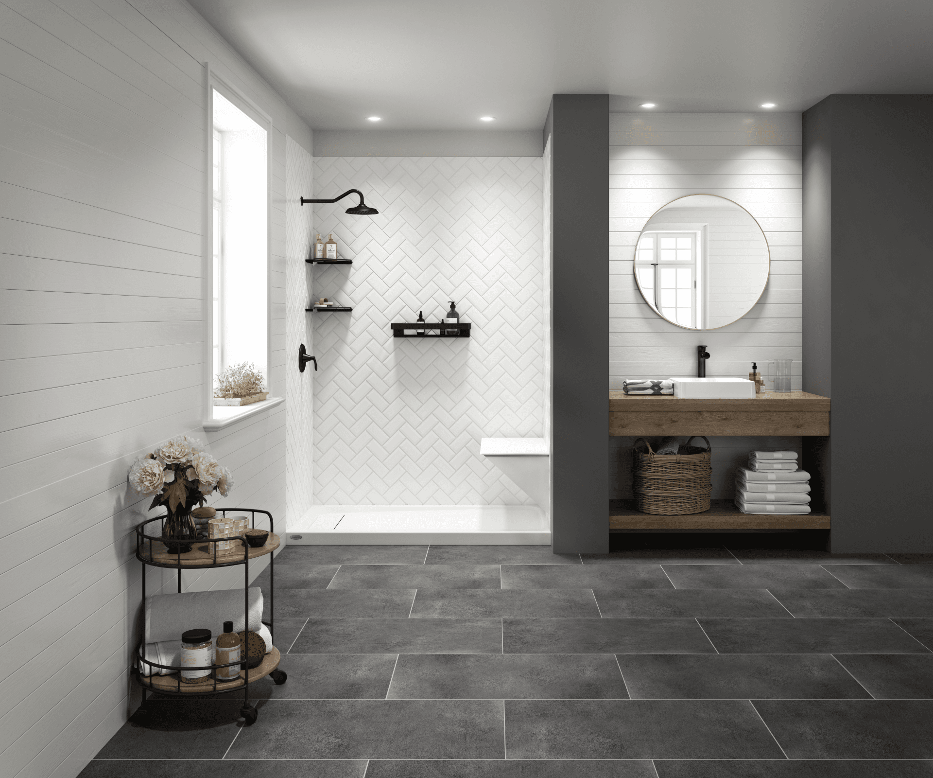 Shower with bench
